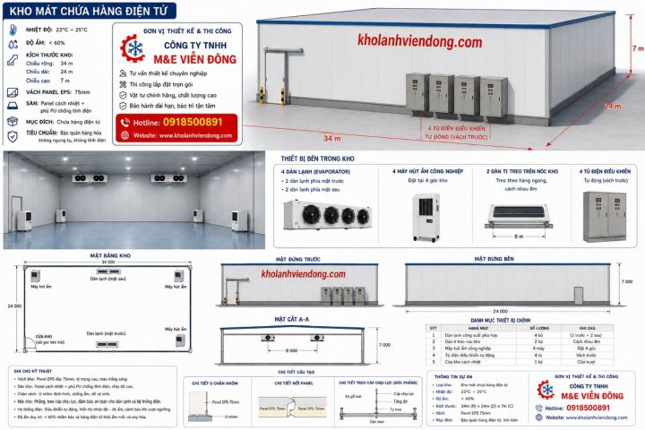 Thiế kế thi công kho mát tại Mỹ Phước Bình Dương
